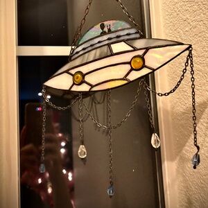 Handmade from Ukraine. Genuine (not the fake plastic) Stained Glass UFO Alien